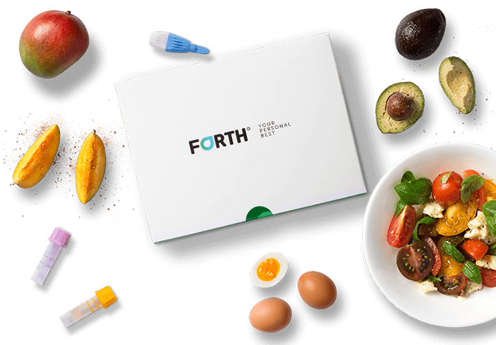 blood test postal packet and vials and fruit